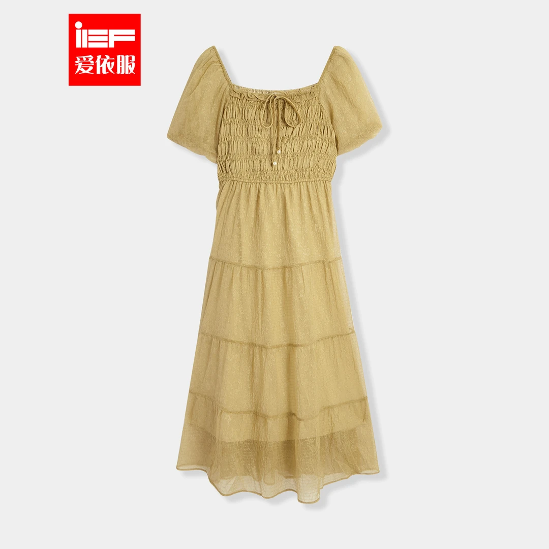 IEF/爱依服2024夏季韩版新款法式浪漫甜美温柔风百搭显瘦连衣裙