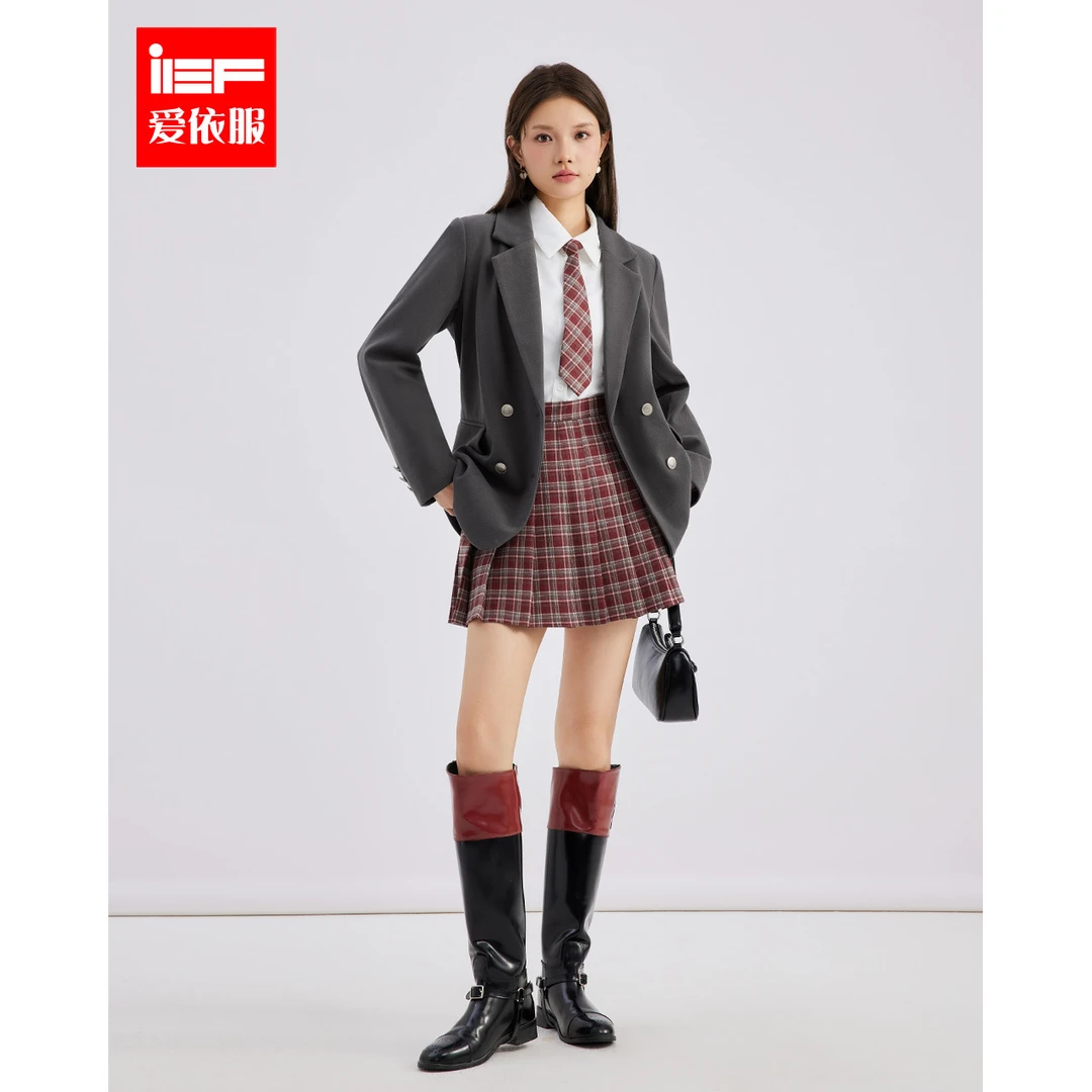 IEF/爱依服时尚套装2025秋冬新款美式学院风气质通勤百搭里外套裙