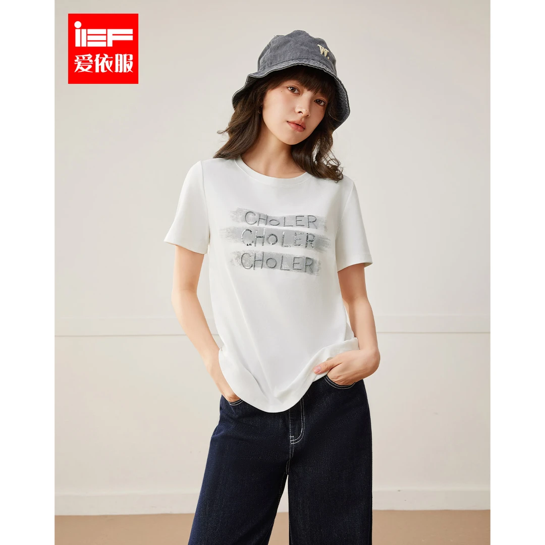 【商场同款新品】IEF/爱依服2025春季新款印花小众T恤欧若风