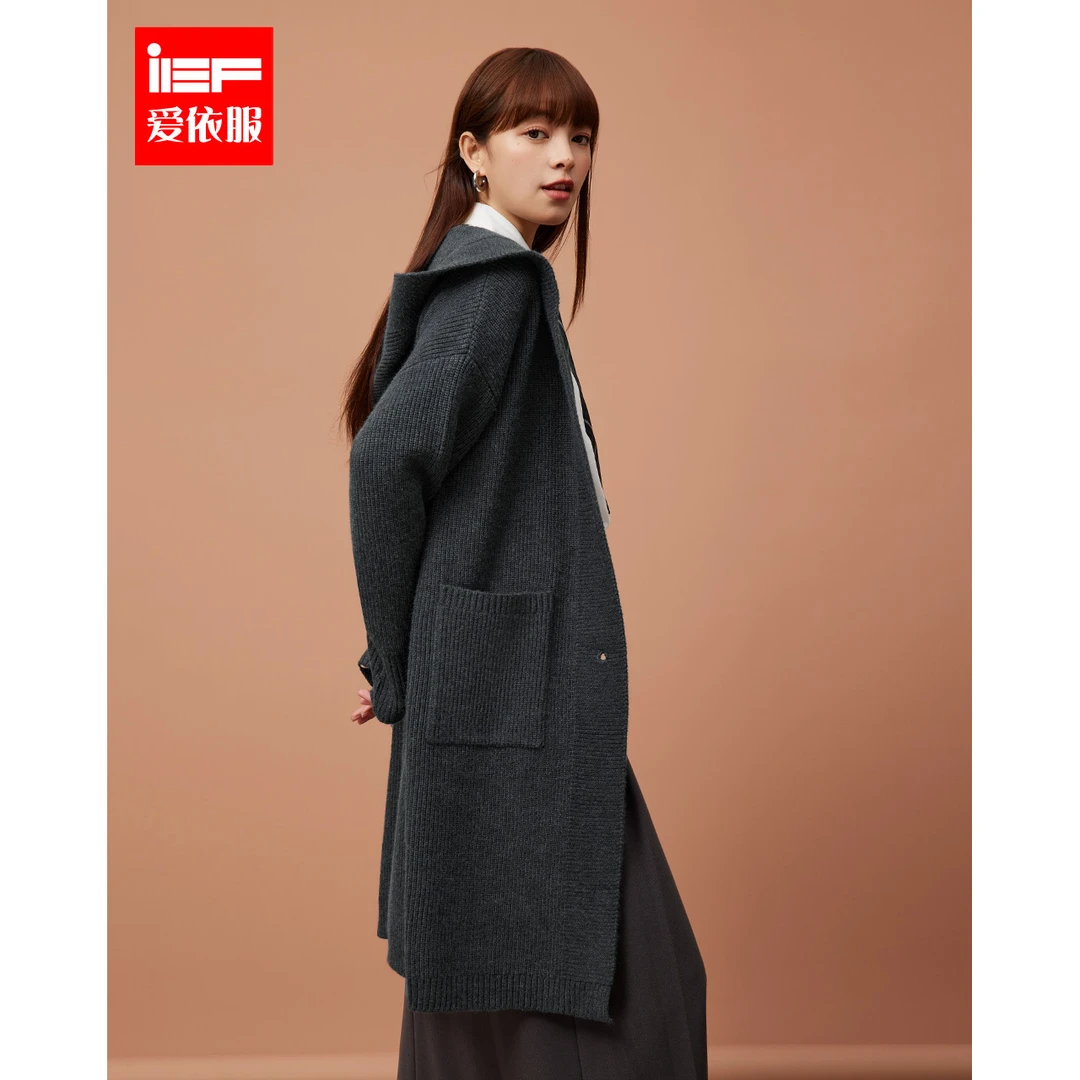 IEF/爱依服2025秋冬新款韩版简约休闲慵懒风通勤百搭长款外套