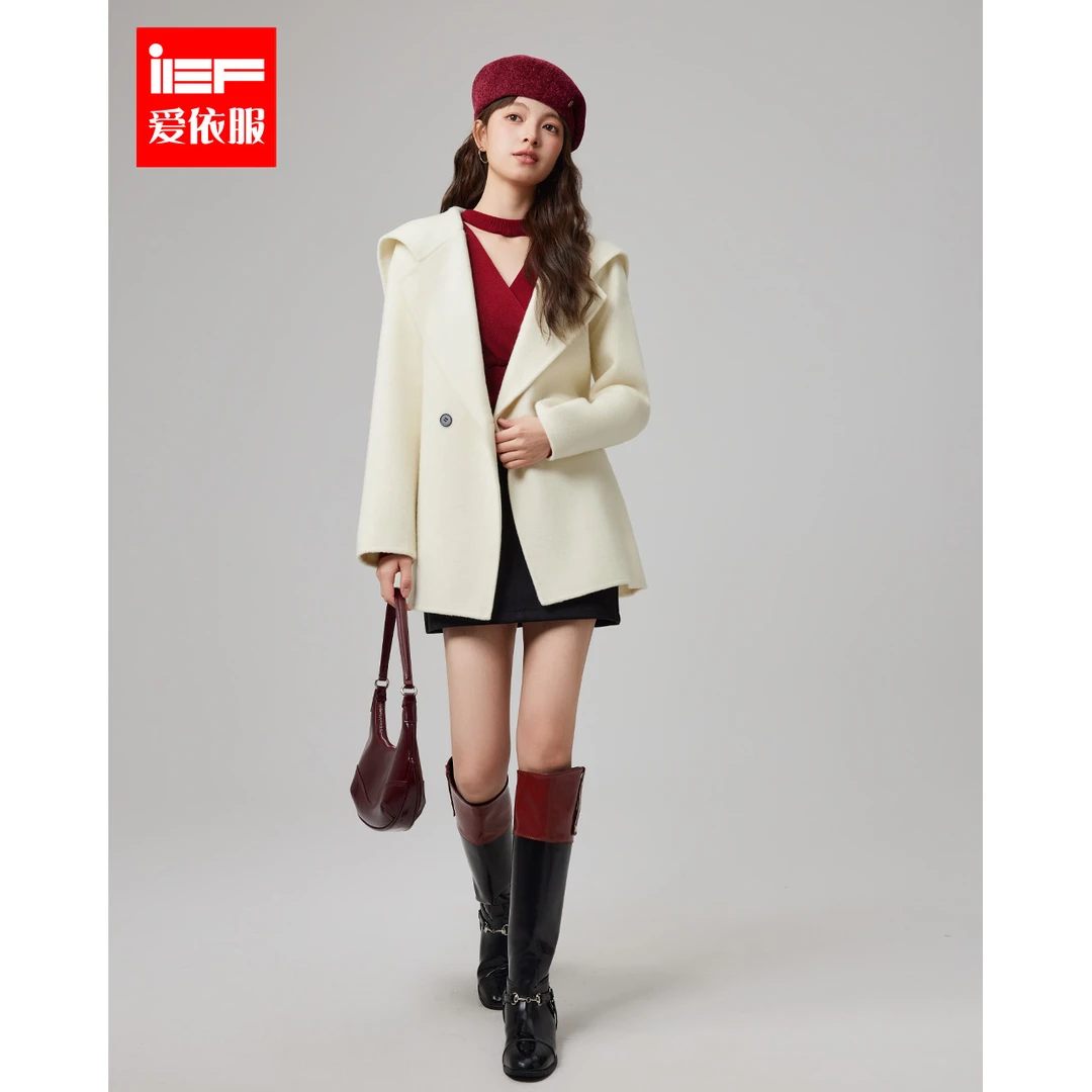 IEF/爱依服2025冬季新款法式名媛通勤气质高级感保暖双面呢中外套