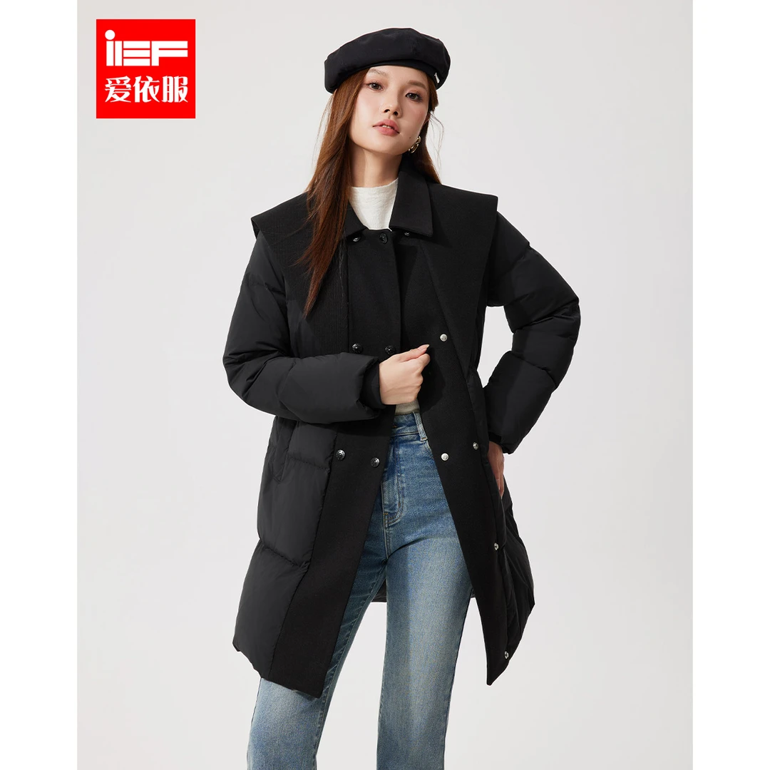 IEF/爱依服2024冬季新款别致小众设计时尚修身显瘦气质羽绒中外套