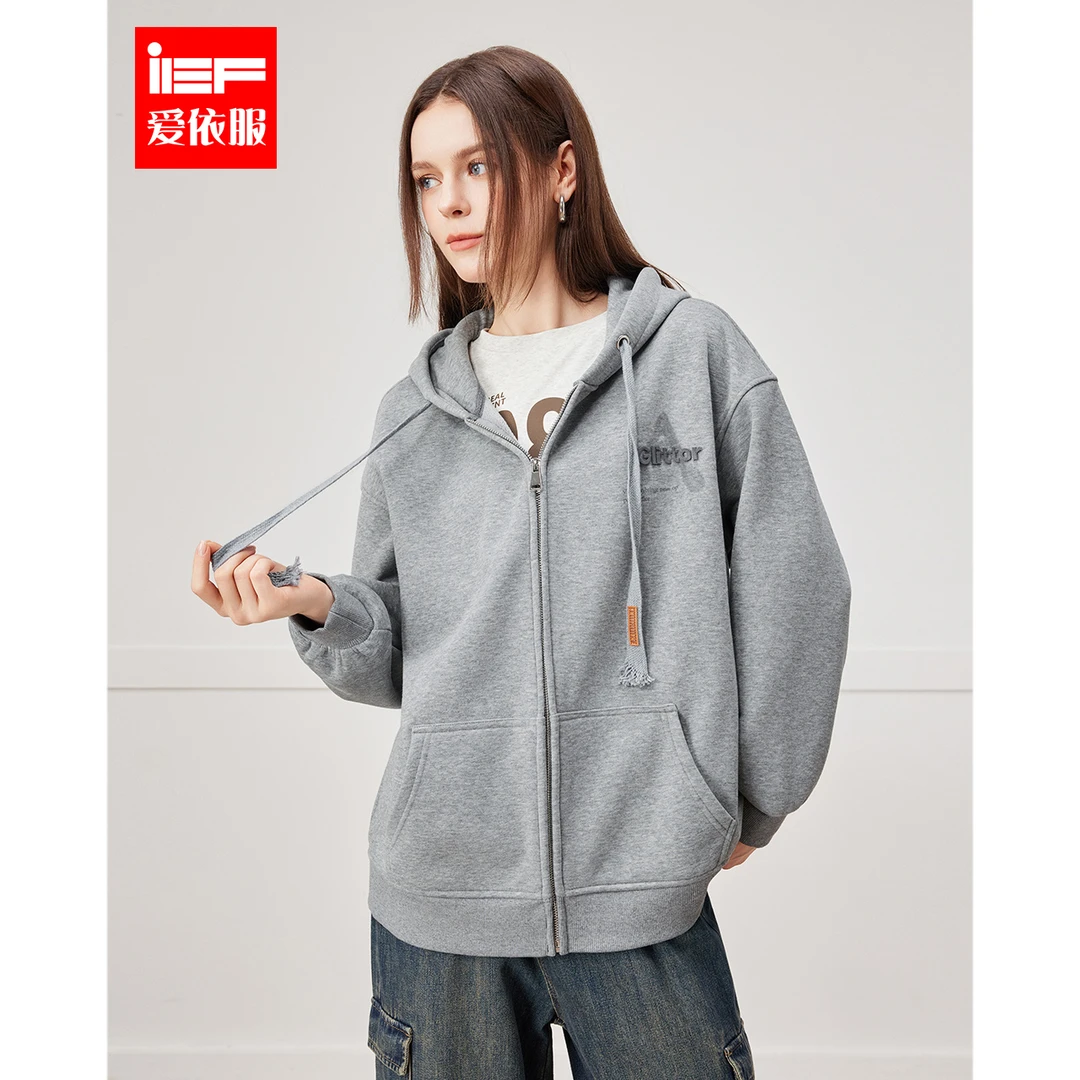 IEF/爱依服2025秋季新款时尚休闲学院风百搭小众设计卫衣中外套