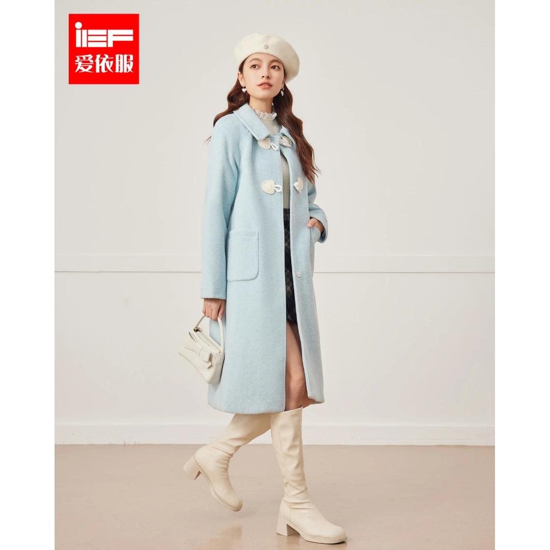 IEF/爱依服2025冬季新款法式名媛气质通勤风高级感百搭呢绒长外套
