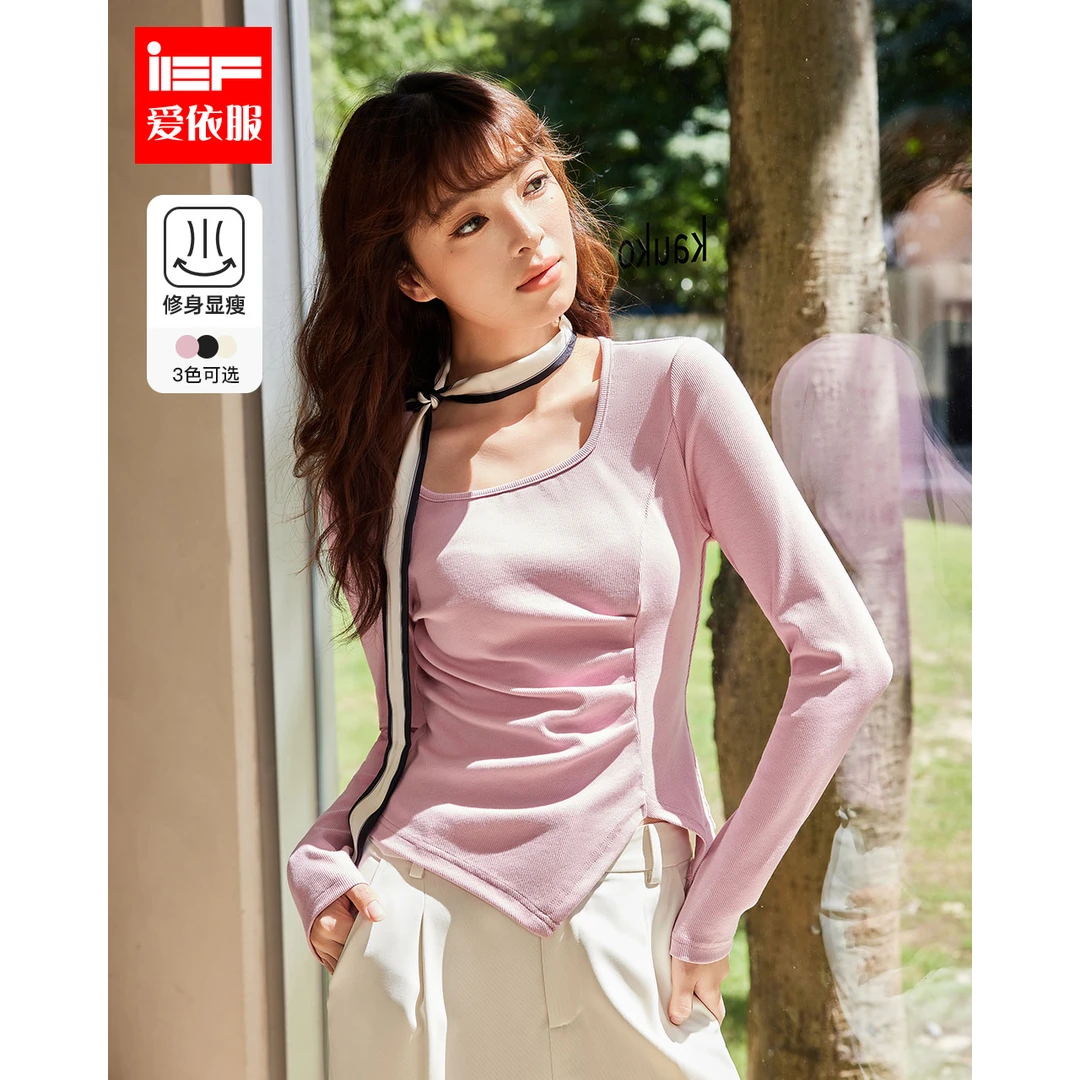 IEF/爱依服【DNA系列】2025秋季新款方领韩版显瘦小众设计上衣