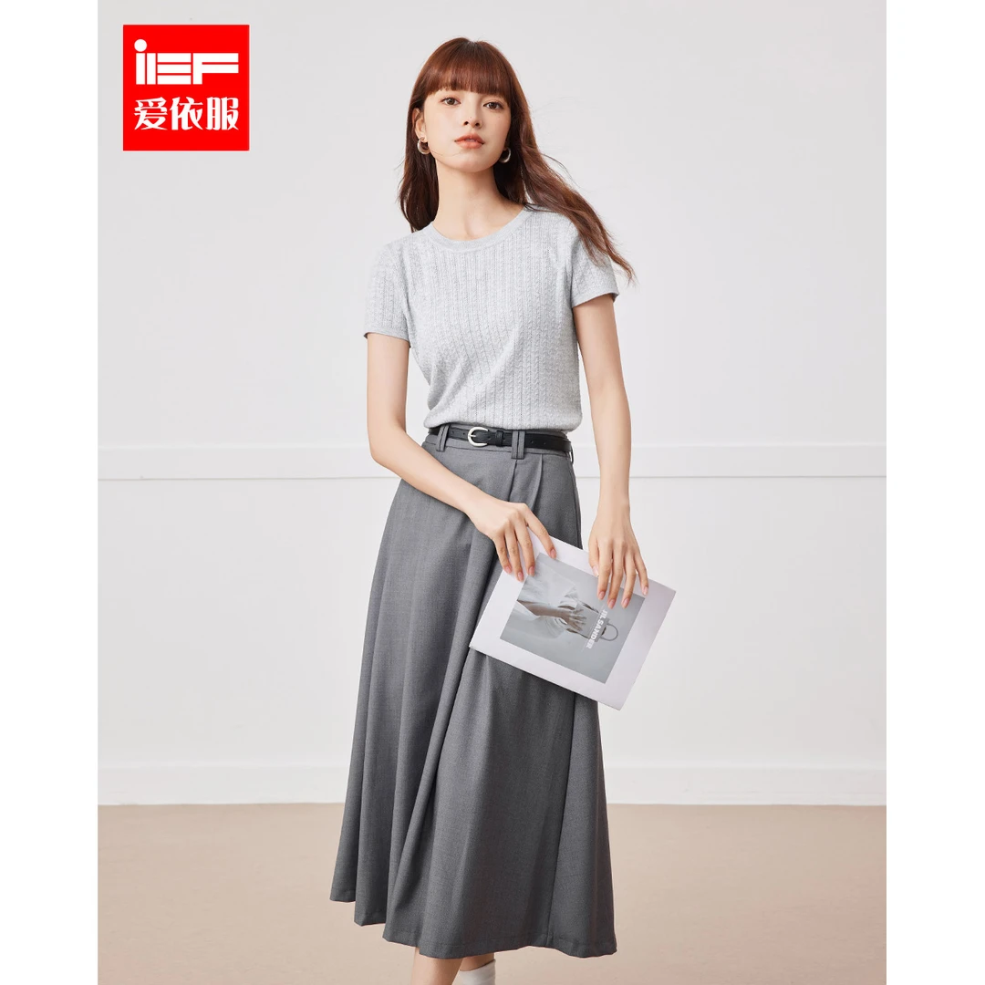 IEF/爱依服2025夏季新款时尚韩版别致设计通勤休闲毛织上下套裙
