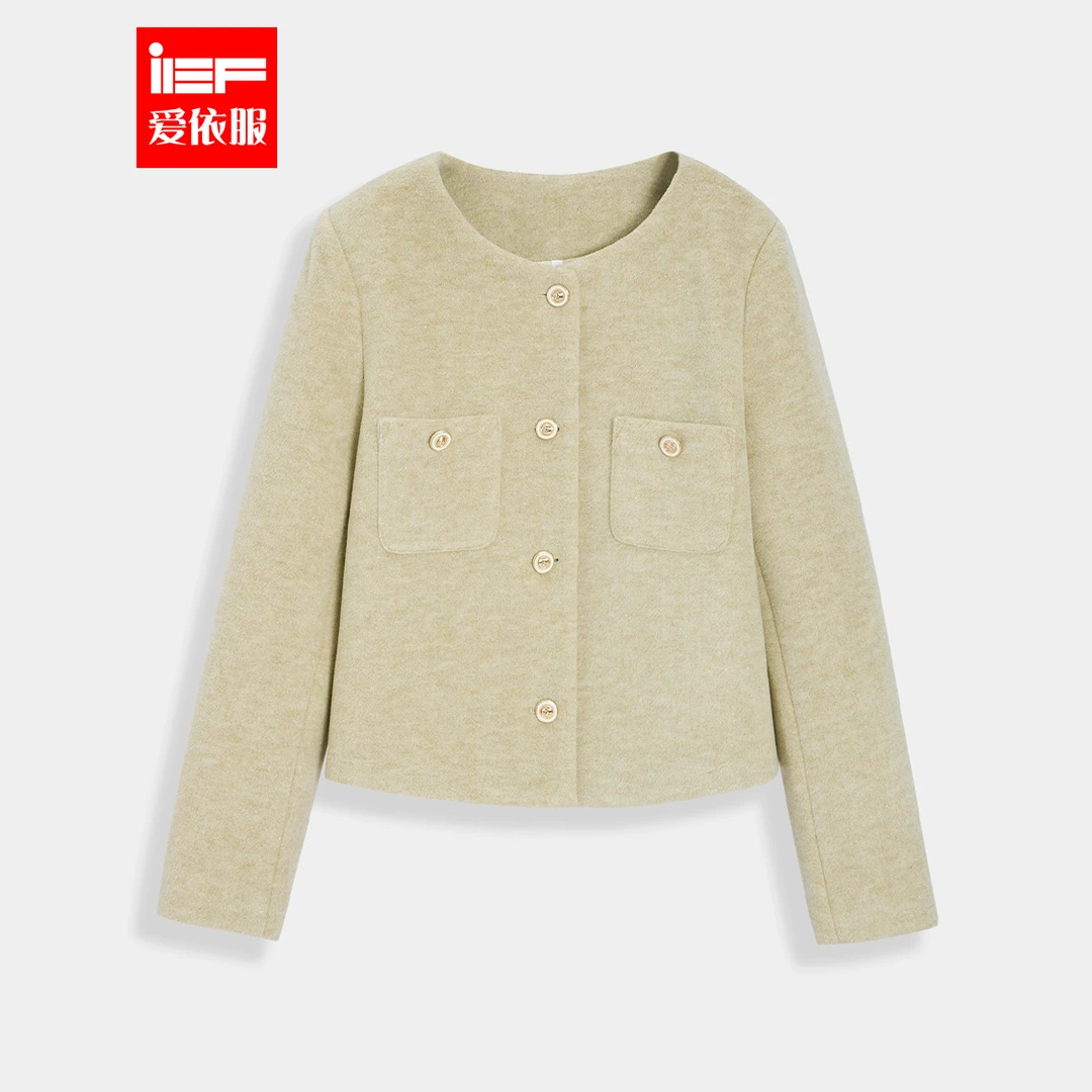 IEF/爱依服2025秋季新款法式气质通勤风时尚显瘦百搭呢绒外套