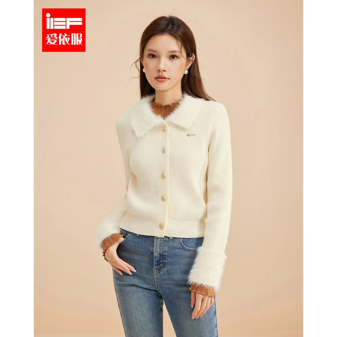 IEF/爱依服毛衣2024秋季新款法式成熟女人味小众设计百搭毛织上衣
