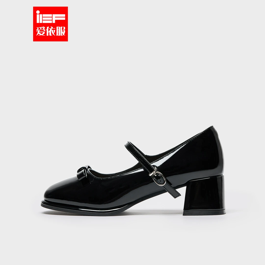 IEF/爱依服时尚玛丽珍鞋2024春季新款甜美风百搭增高粗跟圆头单鞋