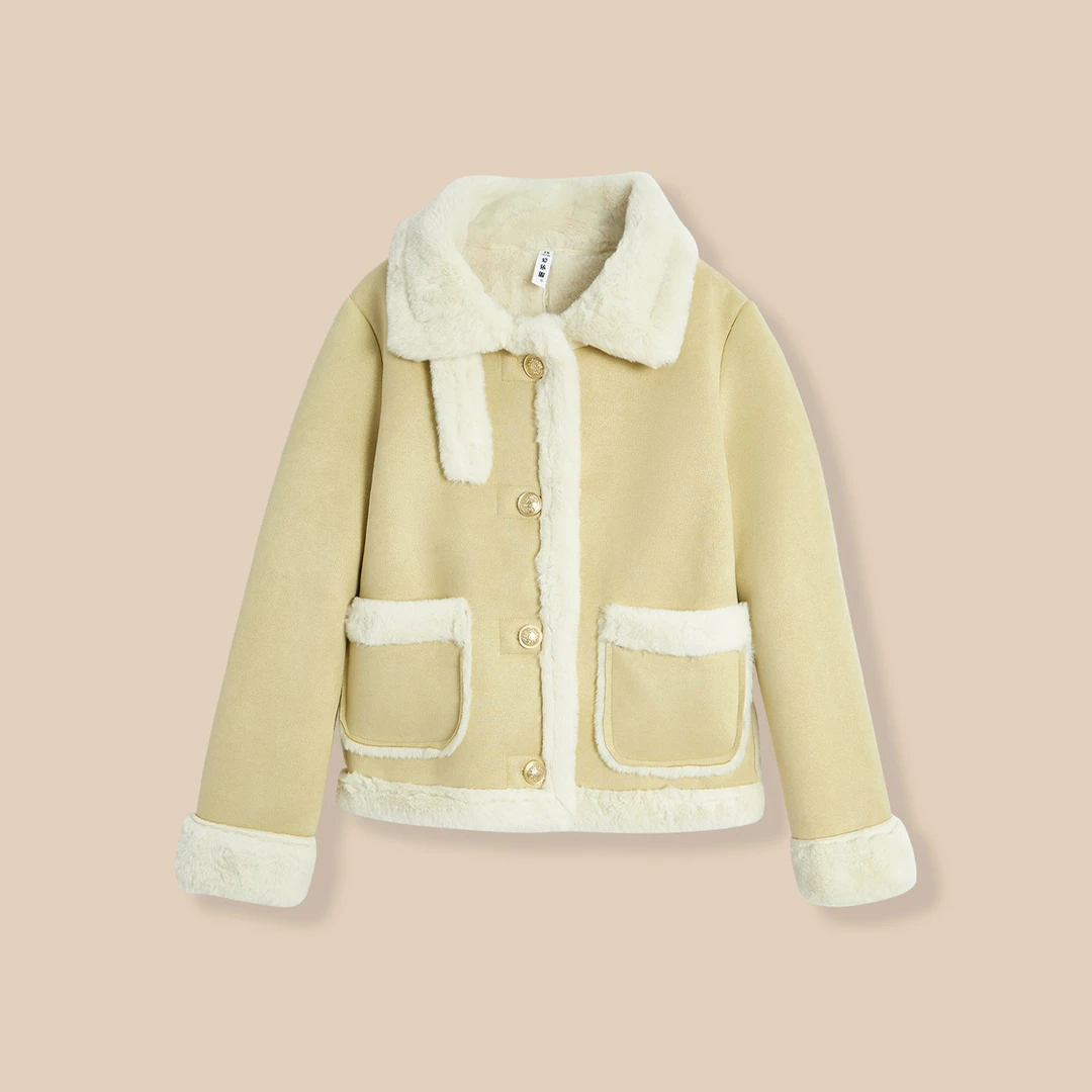 IEF/爱依服外套2025冬季新款洋气衣服女短外套加厚保暖磨砂皮外套