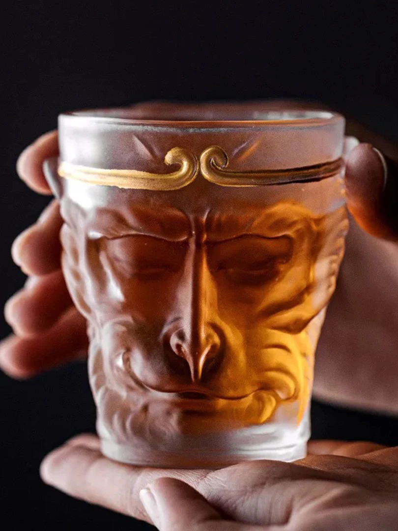 爆款个性水杯悟空杯玻璃创意品茗杯主人杯描金黑神话雕刻茶杯2只