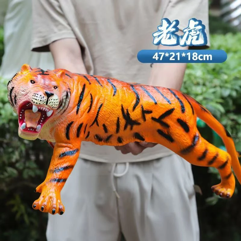 直播间选品擅自下单随机发货仿真老虎动物软胶动物园模型玩具塑料