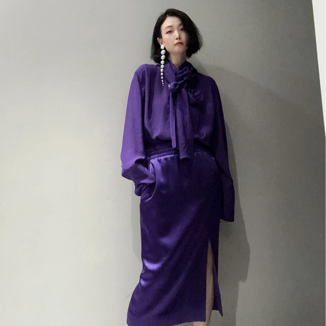 【魅惑紫】重磅桑蚕丝提花大围巾领衬衣MT9791