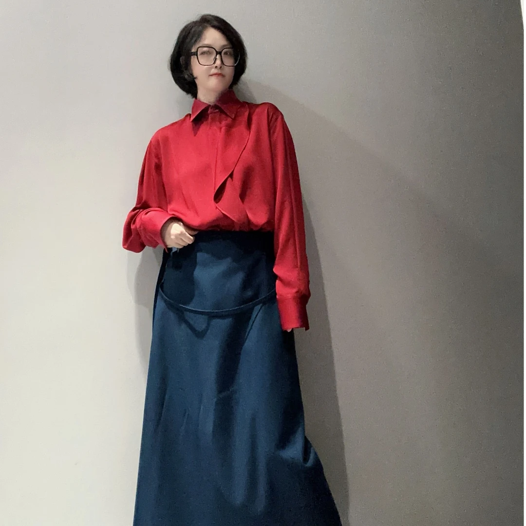 进口垂感三醋酸衬衣MT9923红色衬衣