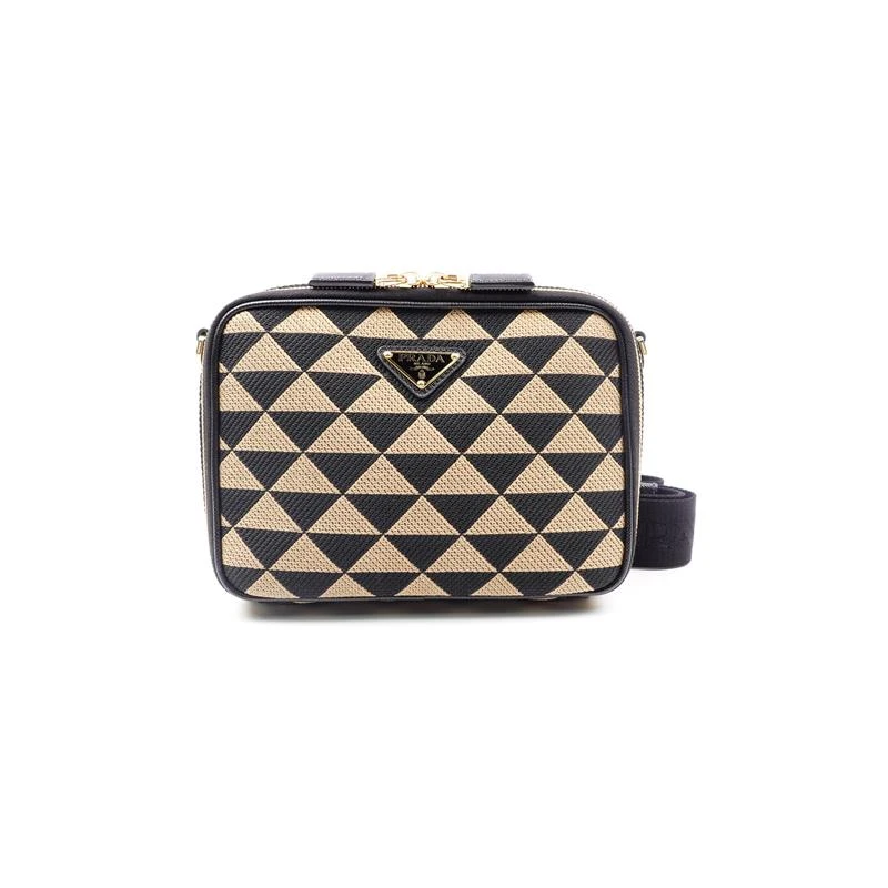 99新 Prada/普拉达 黑拼色三角纹单肩包/T_ZY0000391751