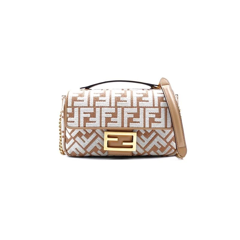 99新 FENDI/芬迪 法棍焦糖拼白 单肩包H_ZY0000391773