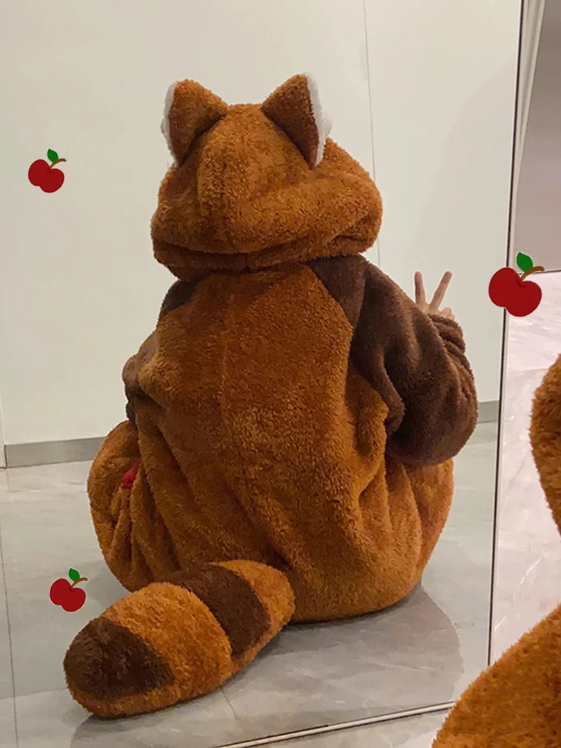 小熊猫情侣睡袍秋冬季款珊瑚绒加绒加厚大码连体睡衣男家居服套装