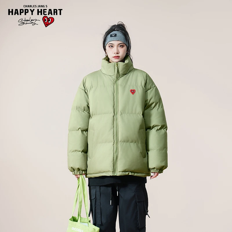 查尔斯桃心 棉服男女同款极简风纯色立领冬季新款