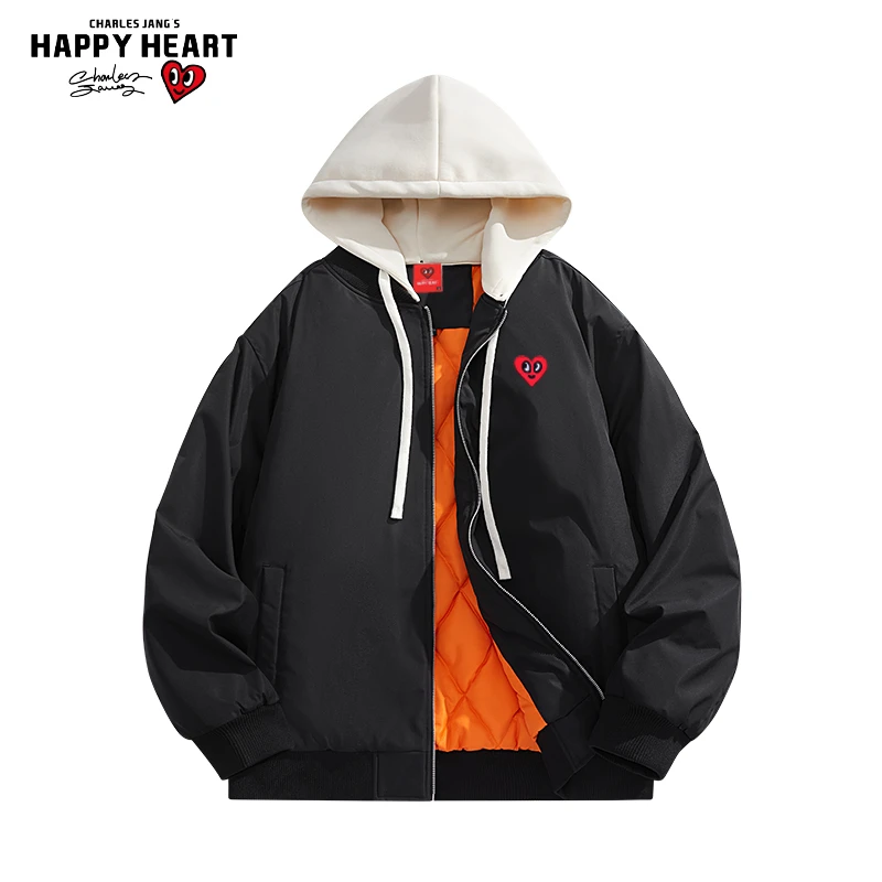 查尔斯桃心 棉服飞行员夹克潮流棉服秋冬季棒球服外套加厚保暖