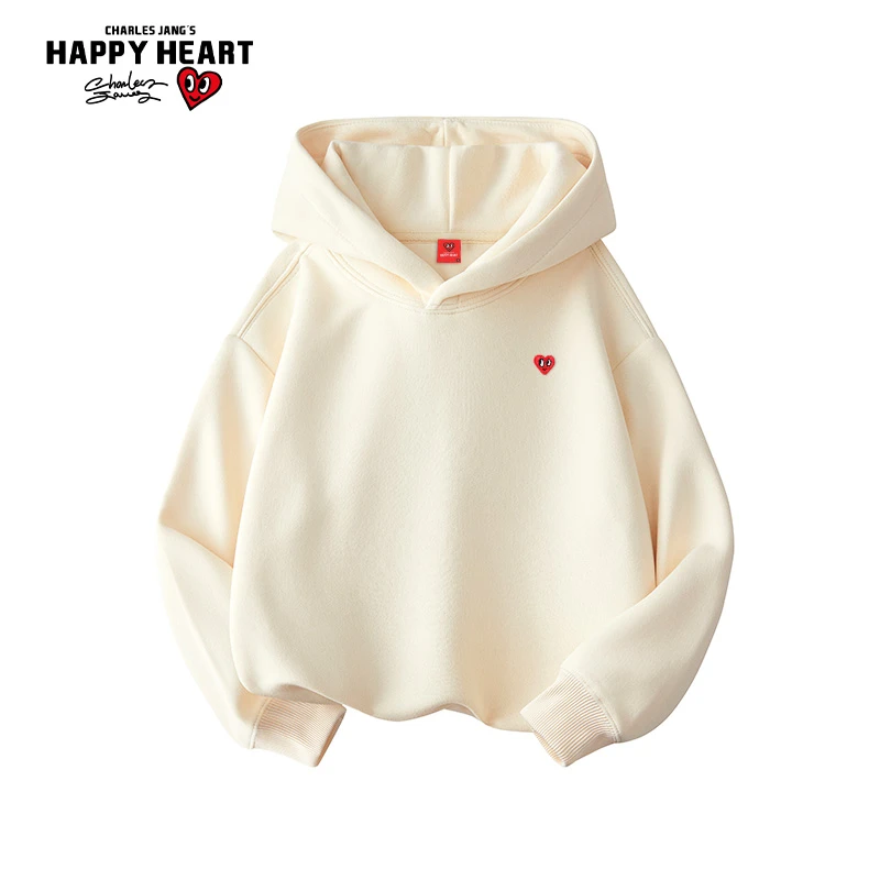 查尔斯桃心 儿童款连帽卫衣双层云感面料男女同款长袖套头宽松
