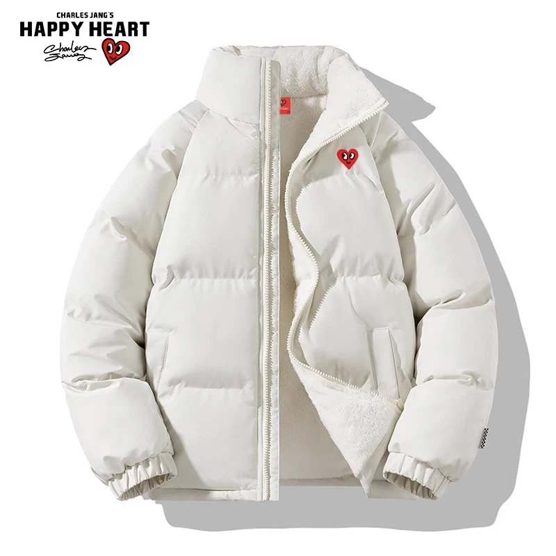 【明星同款】查尔斯桃心 立领棉服男士冬季2023新款加绒加厚宽松休