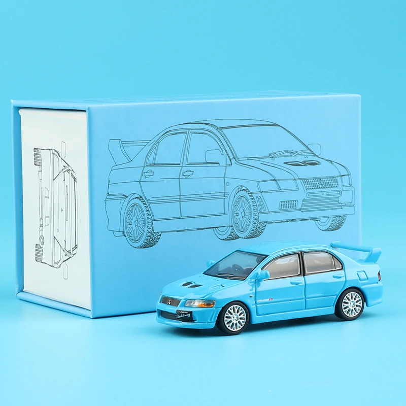 JKM1/64三菱EVO七代铁底胶胎合金汽车模型摆件玩具车