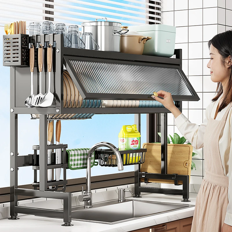 厨房置物架碗盘子收纳架家用多功能水槽台面置物架加厚多层碗碟架
