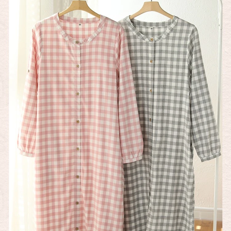 【年终清货专区】格夕秋款长袖纯棉绒布睡裙家居服套装LZ2256