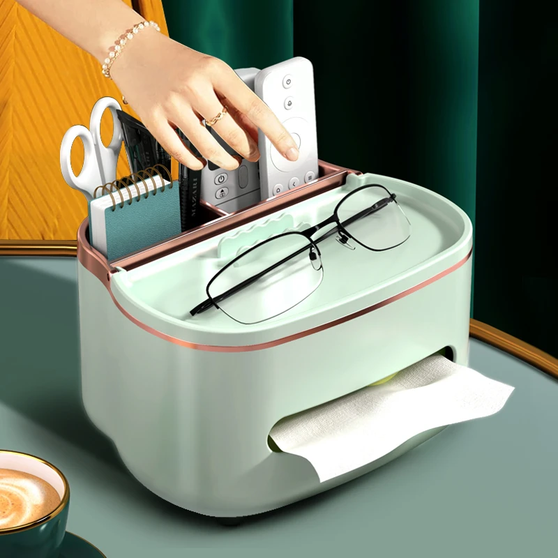 纸抽盒遥控器收纳抽纸盒轻奢办公室高档茶几多功能家用盒桌面摆件