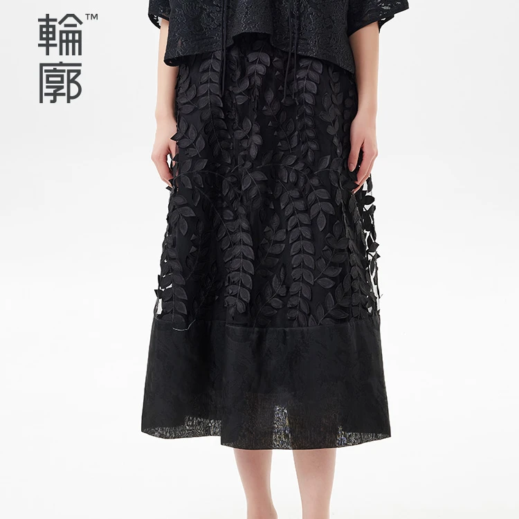 轮廓复古百搭半截裙L223Q502宽松过膝A版中长款半裙原创设计时尚