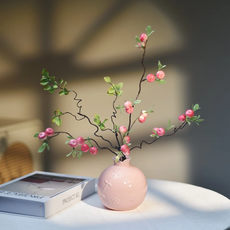 《小苹果》原创设计中式假花仿真花客厅摆设餐桌装饰室内插花艺摆件