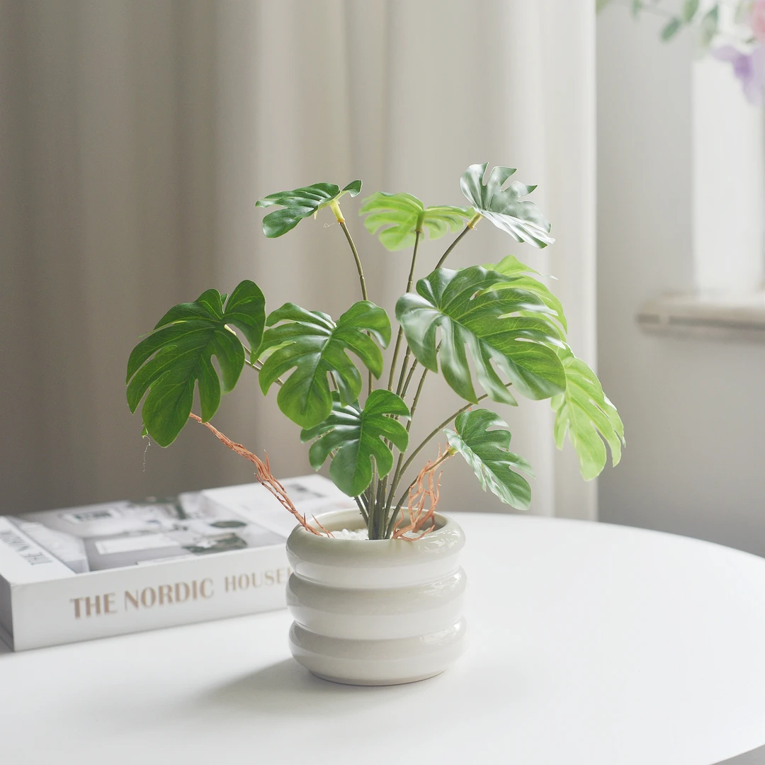 龟背叶芋叶绿色仿真植物假花摆件客厅装饰品家居艺术逼真新款道具