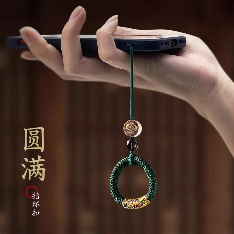 古风手机链挂绳手工编织指环短款u盘挂件钥匙扣防丢手腕女款挂饰