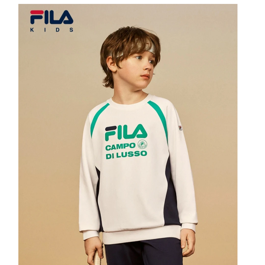 【网球卫衣】FILA斐乐儿童男大童8-16岁透气套头卫衣K12B433224F