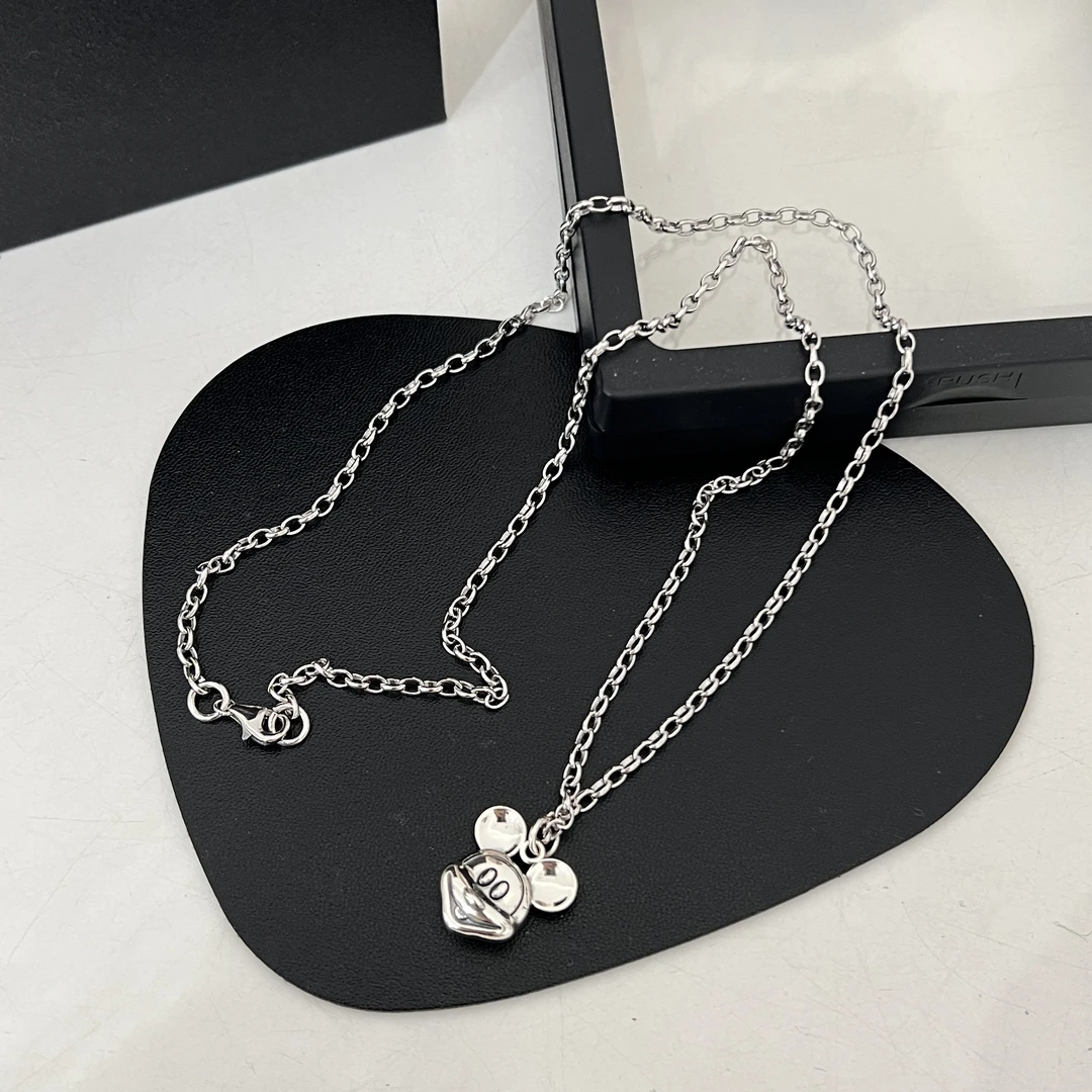 坠链均925银 轻奢复古简约冷淡风米奇吊坠纯银项链60cm