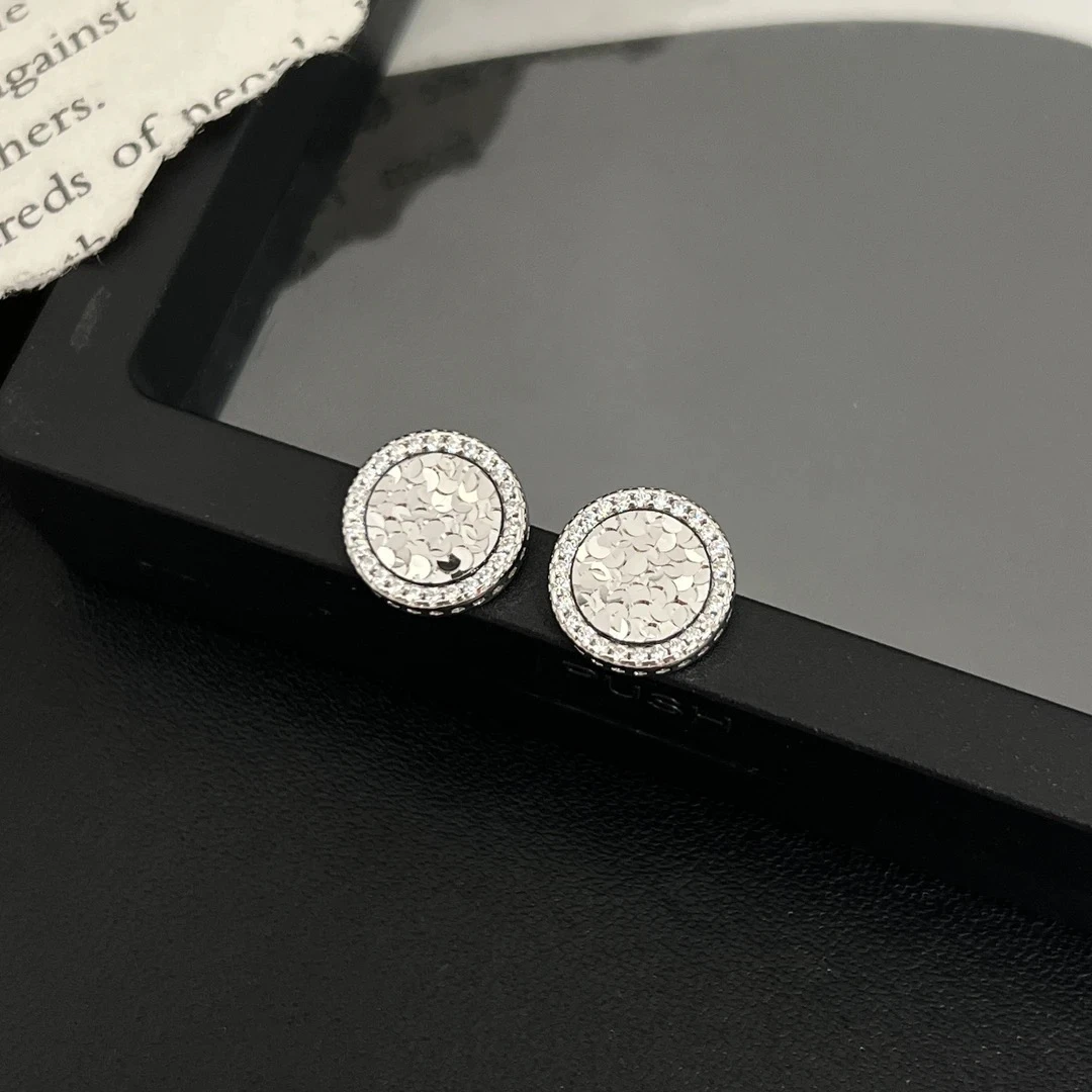 925银合成锆石耳饰 《小太阳》轻奢简约时尚个性车花圆形纯银耳钉