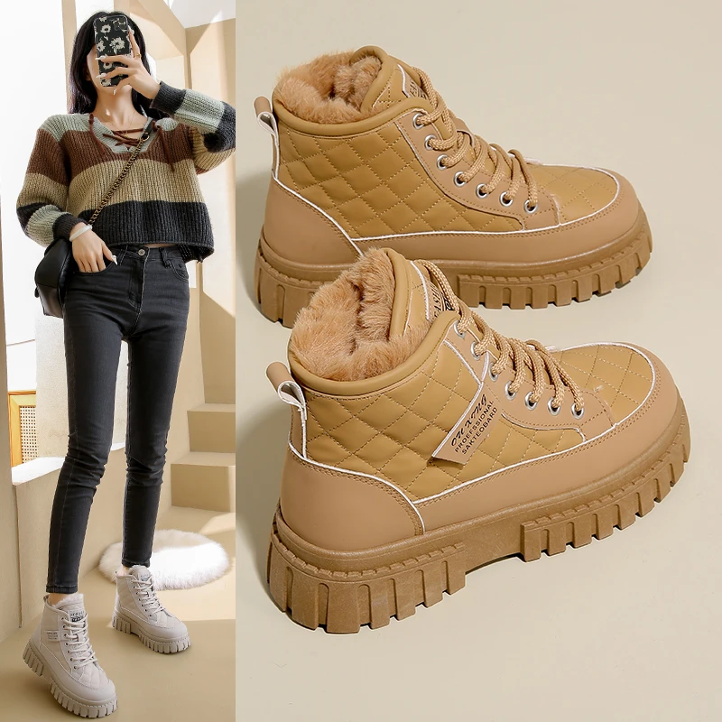 雪地靴女2024冬季新款韩版厚底加绒加厚棉鞋女保暖休闲鞋增高时尚