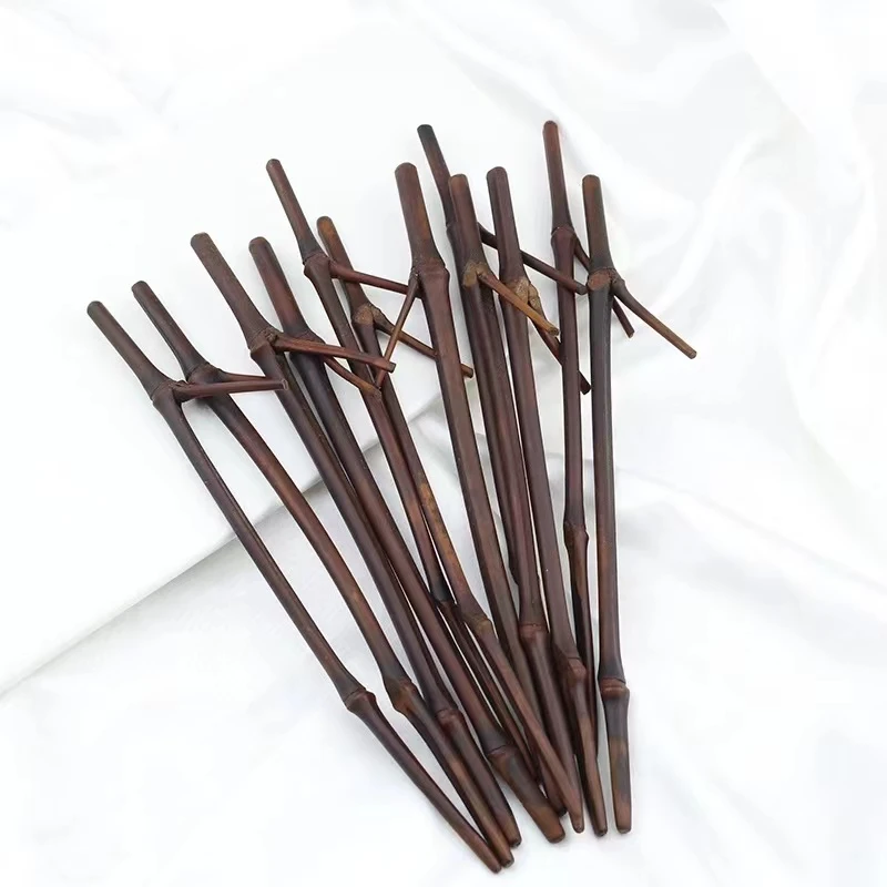 【造物即视】天然竹簪碳化竹枝条diy古风竹制发簪头饰缠花琉璃竹簪