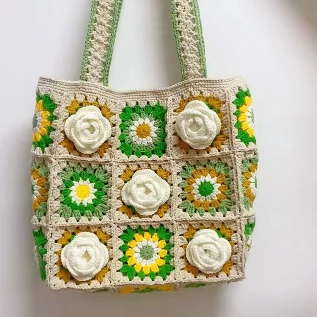 造物即视祖母格山茶花包包毛线材料包 手工毛线编织精梳五股棉