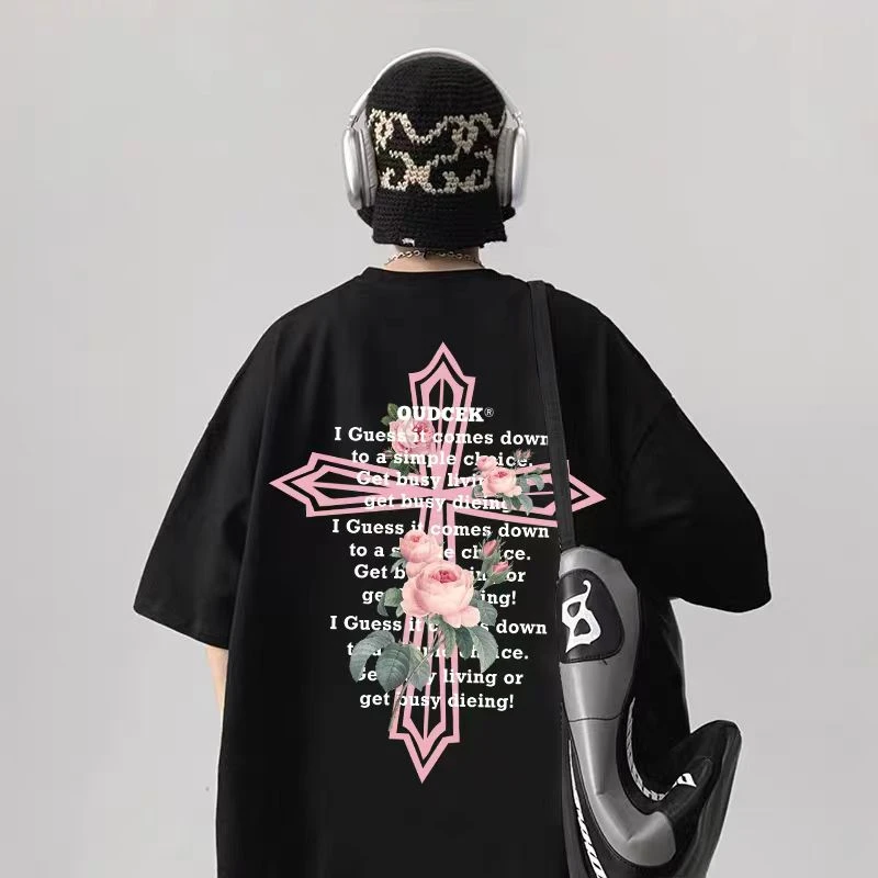 100%纯棉重磅短袖T恤oversize宽松夏季潮流潮牌美式百搭男女同款