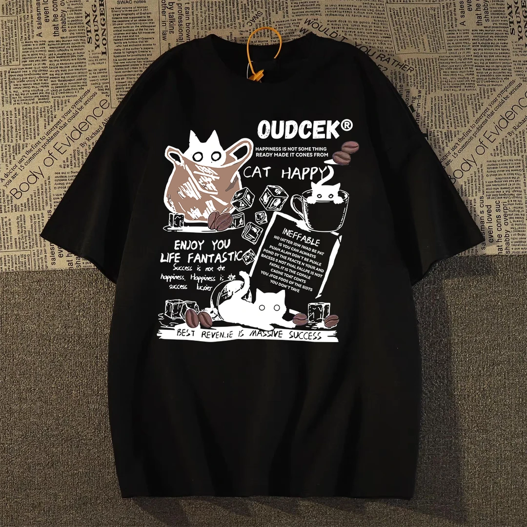 100%纯棉重磅个性男女同款国潮上衣复古ins短袖T恤潮流半袖青少年