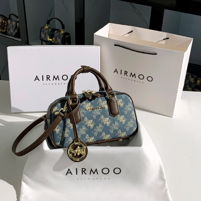 AIRMOO/艾姆轻奢真皮包包女士高级感小众斜挎包时尚手提包小包