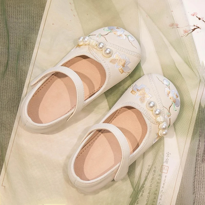 鸿星童女童汉服鞋儿童休闲鞋春秋国风皮鞋古风软底新中式淑女鞋子