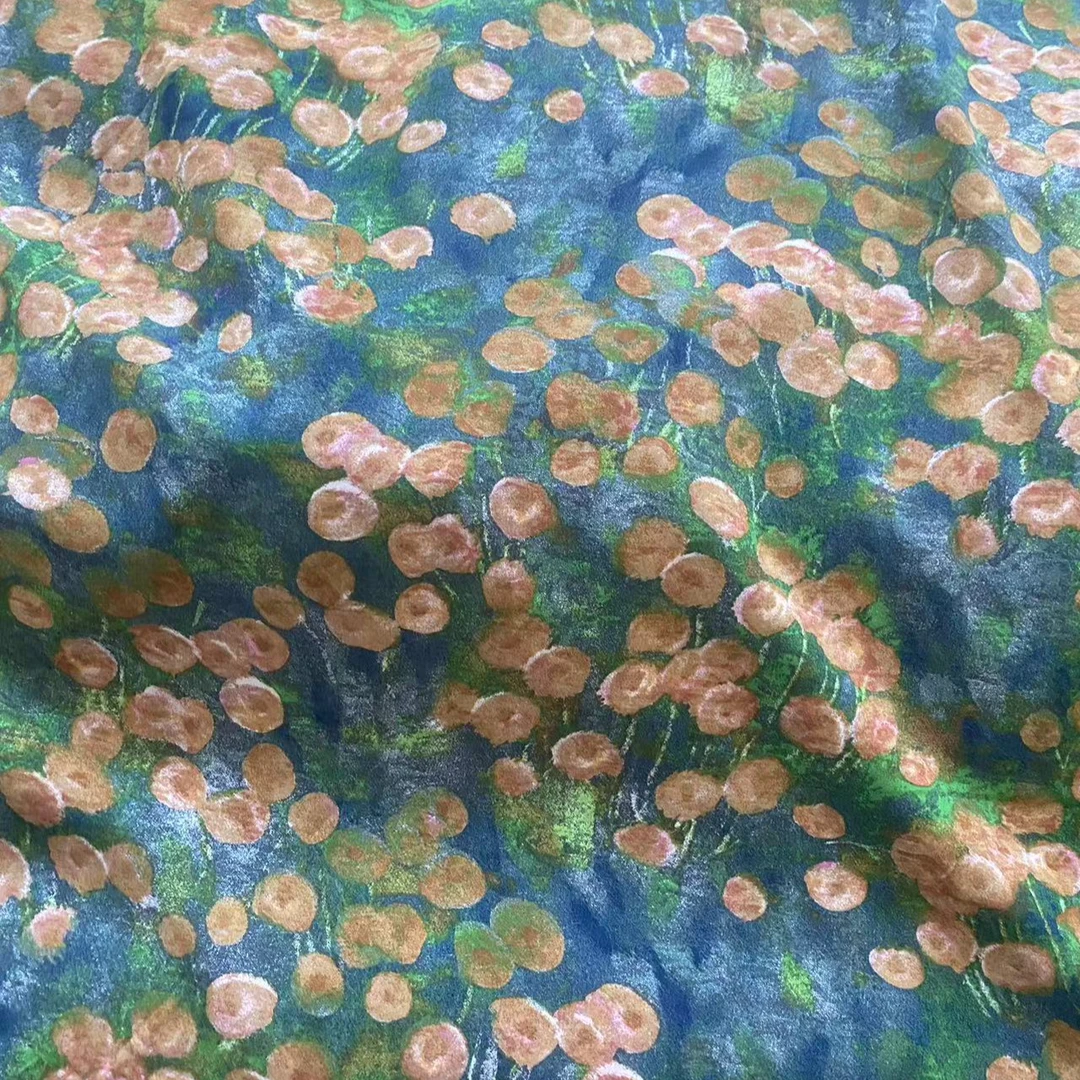 【九妹专属】铜钱草2号桑棉绸面料     实物一经裁剪不支持退换