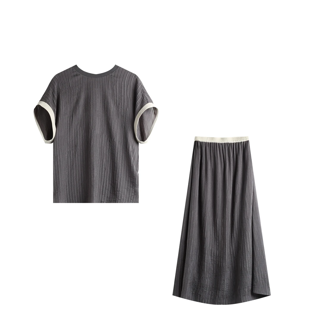 新款桑蚕丝套装 YJHY-611003 短袖气质针织时尚休闲百搭夏季复古