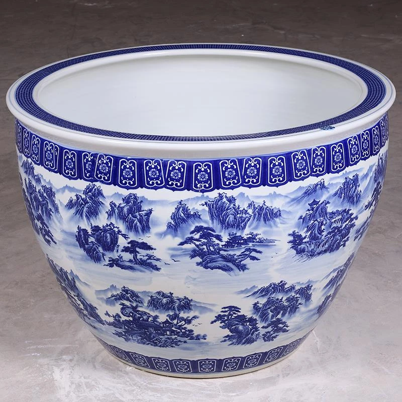 睡莲花盆缸青花陶瓷水缸庭院碗莲荷花盆缸室外特大号种树大缸清仓