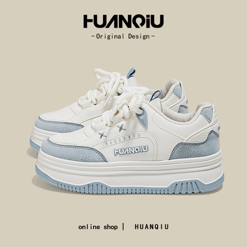 环球海盐蓝厚底小白鞋女网红休闲百搭透气学生爆款运动板鞋HC180