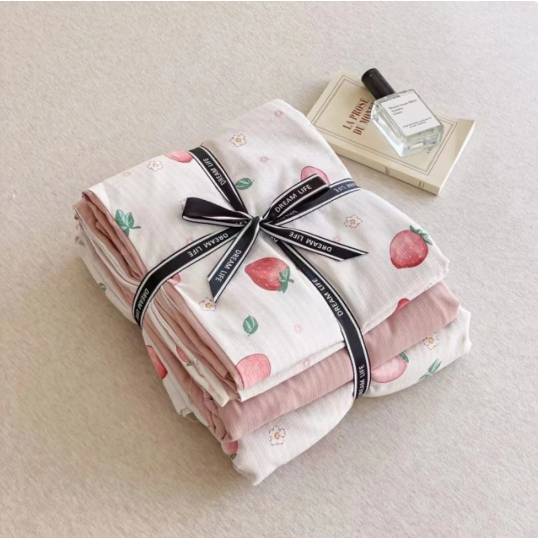 A类爆款柔软有氧小竺棉三四件套法式复古亲肤透气四季款