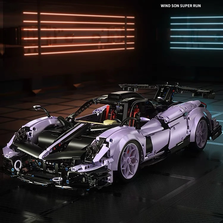 K盒子1:8霞光紫帕加尼跑车模型拼装炫酷积木机械组装积木