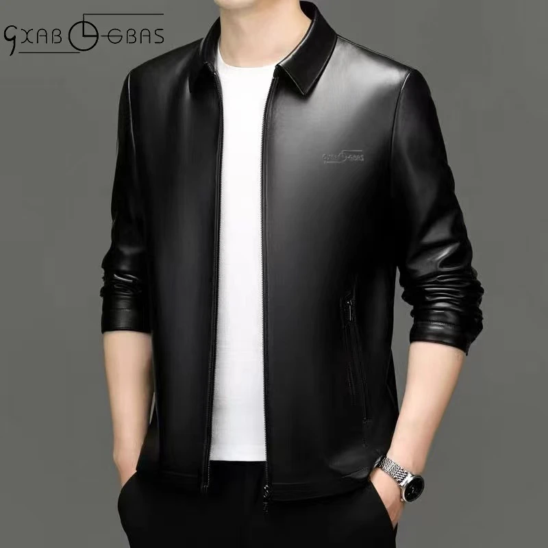 男士时尚商务高档皮衣显瘦显高（欢欢粉丝福利）翻领